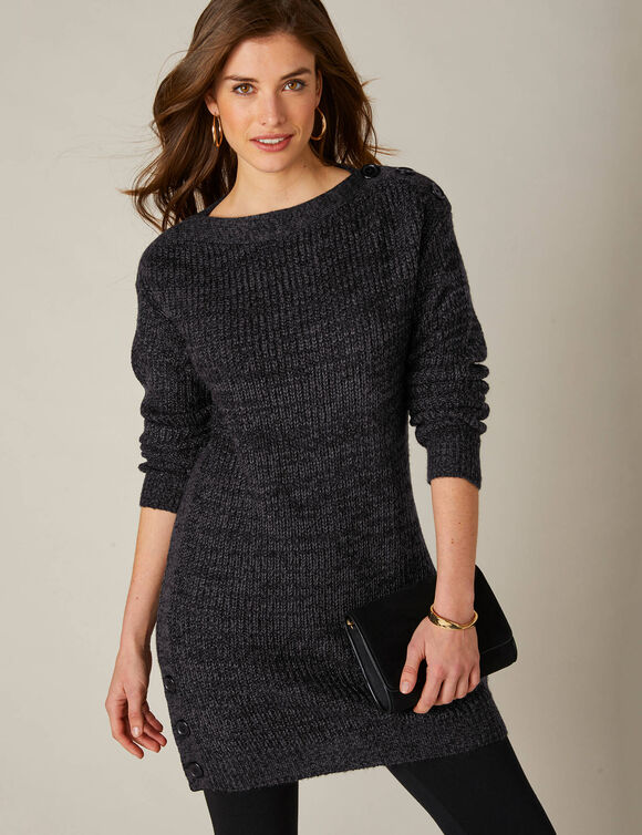 Tuniektrui met knoopsluiting en mohairtouch (zwart) Tuniektrui met knoopsluiting en mohairtouch (zwart)